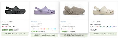 Crocs Canada: Buy 2 Take 40% off Select Style + 40% off Accessories