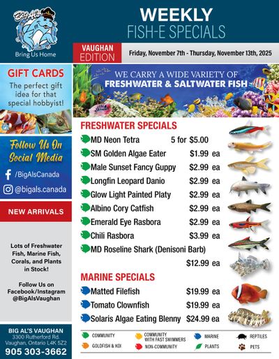 Big Al's (Vaughan) Weekly Specials November 7 to 13