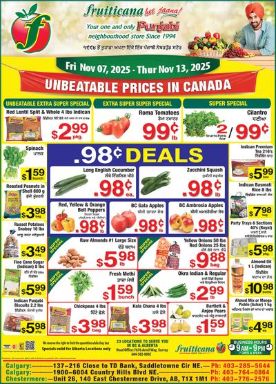 Fruiticana (Calgary) Flyer November 7 to 13