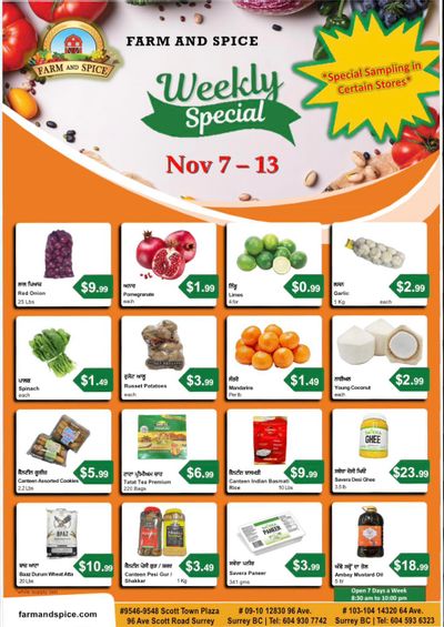 Farm And Spice Grocers Flyer November 7 to 13