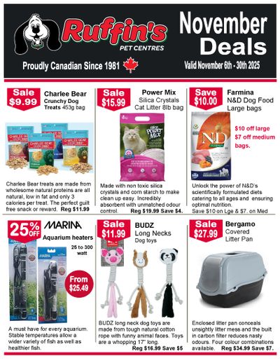 Ruffin's Pet Centre Flyer November 6 to 30