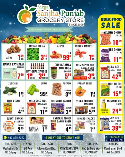 Sanjha Punjab Grocery Store Flyer November 7 to 13