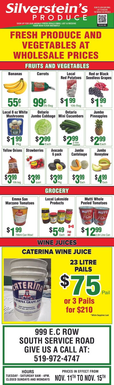 Silverstein's Produce Flyer November 11 to 15