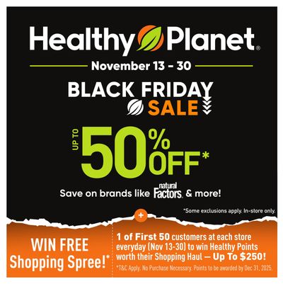 Healthy Planet Black Friday Flyer November 13 to 30
