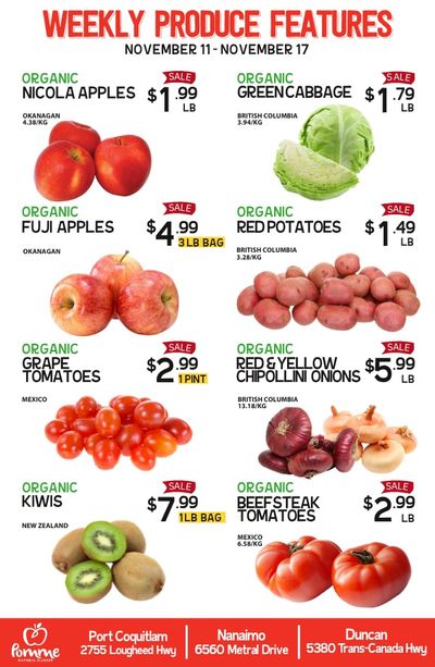 Pomme Natural Market Weekly Produce Flyer November 11 to 17
