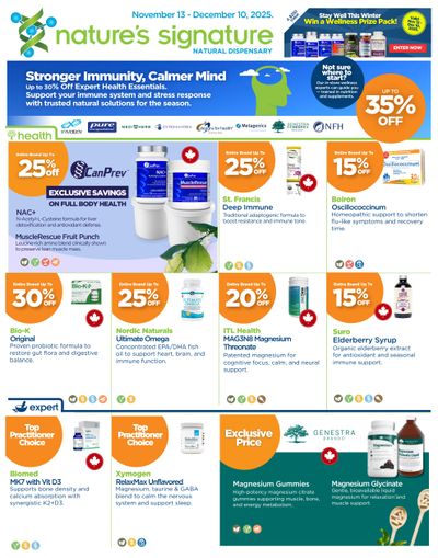 Nature's Signature Flyer November 13 to December 10