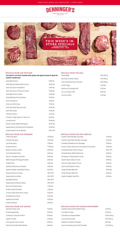 Denninger's Weekly Specials November 12 to 18