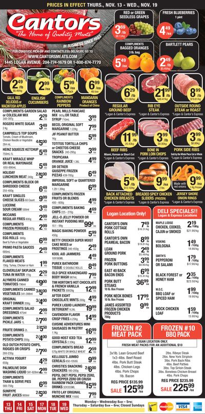 Cantor's Meats Flyer November 13 to 19