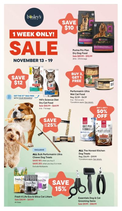 Bosley's by PetValu Flyer November 13 to 19