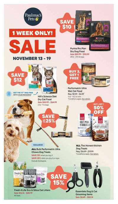 Paulmac's Pets Flyer November 13 to 19