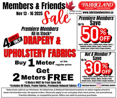 Fabricland (Kitchener, St. Catharines, Welland) Flyer November 13 to 16