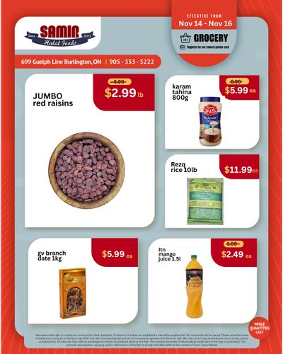 Samir Supermarket Flyer November 14 to 16