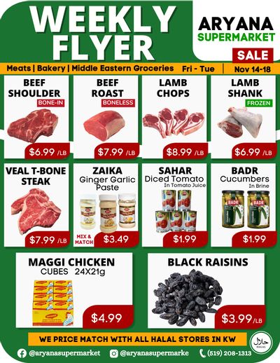 Aryana Supermarket Flyer November 14 to 18