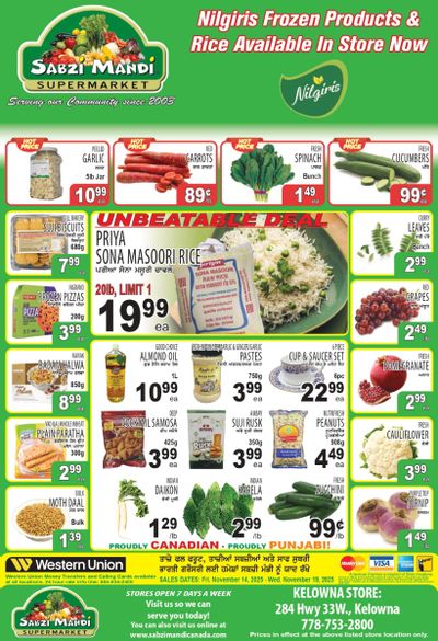 Sabzi Mandi Supermarket (Kelowna) Flyer November 14 to 19