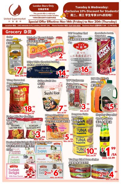United Supermarket (London) Flyer November 14 to 20
