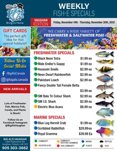 Big Al's (Vaughan) Weekly Specials November 14 to 20