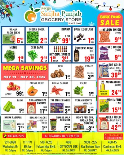 Sanjha Punjab Grocery Store Flyer November 14 to 20