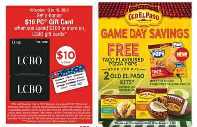 Loblaws Ontario: Get a $10 Bonus PC Gift Card When You Spend $100 or More on LCBO Gift Cards