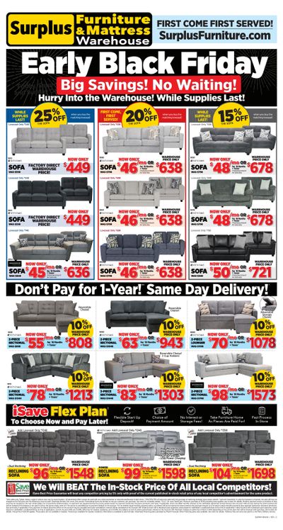 Surplus Furniture & Mattress Warehouse (Sudbury) Flyer November 17 to 23