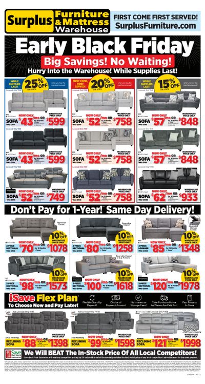 Surplus Furniture & Mattress Warehouse (St. John's, Corner Brook, Grand Falls Windsor) Flyer November 17 to 23