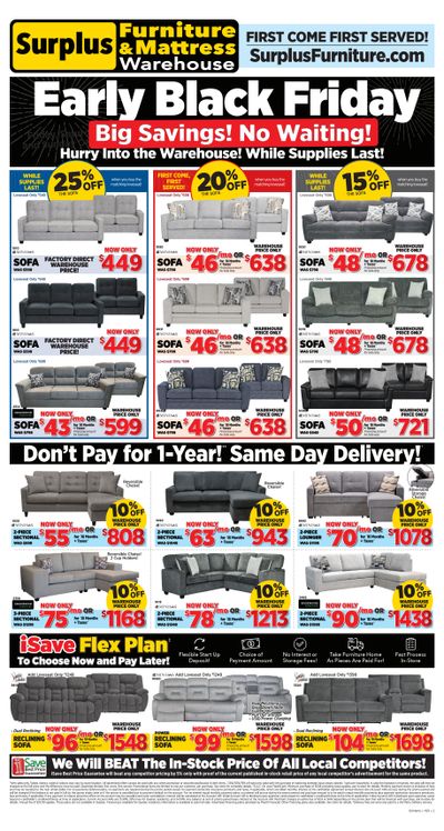 Surplus Furniture & Mattress Warehouse (S. ON) Flyer November 17 to 23