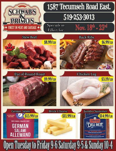 Schwab's & Primo's Flyer November 18 to 23