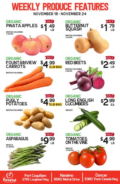 Pomme Natural Market Weekly Produce Flyer November 18 to 24