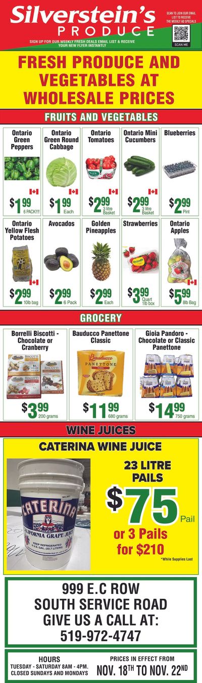 Silverstein's Produce Flyer November 18 to 22