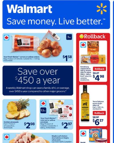 Walmart Canada: 3lbs Carrots or Yellow Onions $1.58 + Flyer Deals