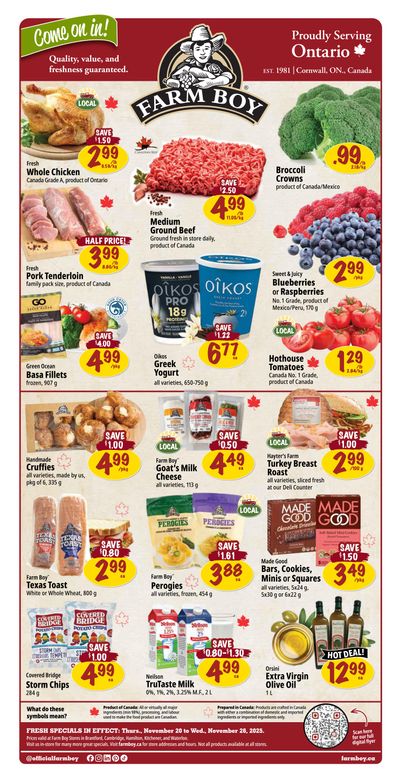 Farm Boy (Cambridge, Hamilton, king & Weber, Fairway, Brantford) Flyer November 20 to 26