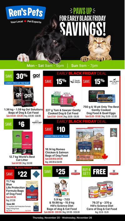 Ren's Pets Flyer November 20 to 26