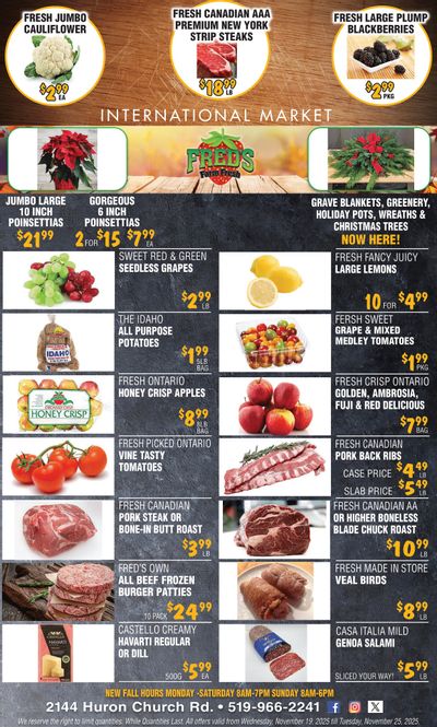 Fred's Farm Fresh Flyer November 19 to 25