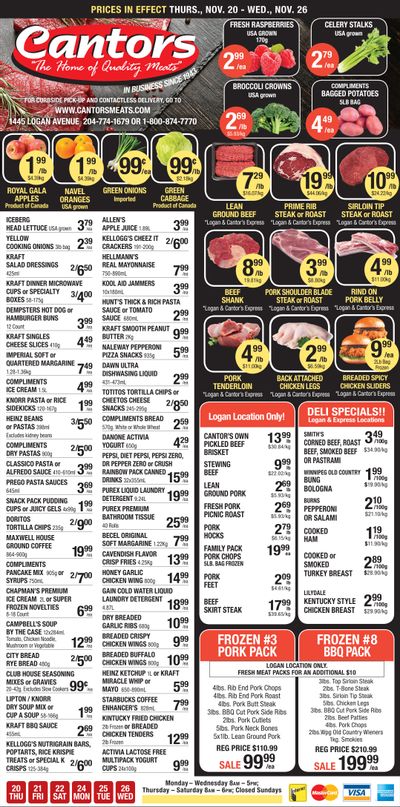 Cantor's Meats Flyer November 20 to 26