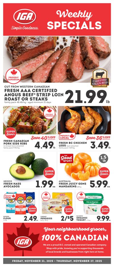 IGA Stores of BC Flyer November 21 to 27