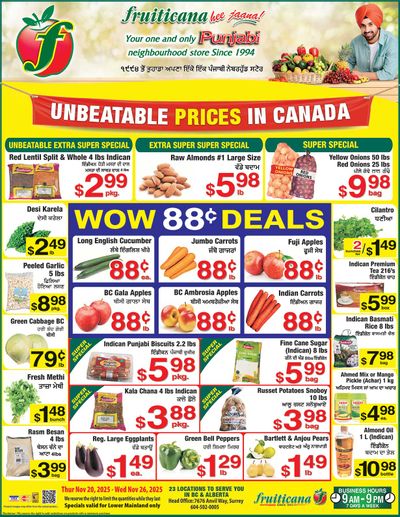 Fruiticana (Greater Vancouver) Flyer November 20 to 26