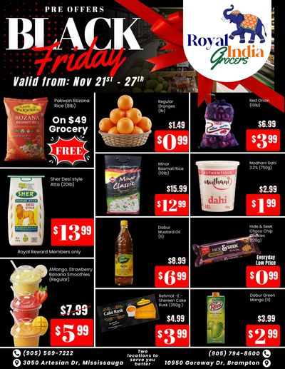 Royal India Grocers Flyer November 21 to 27