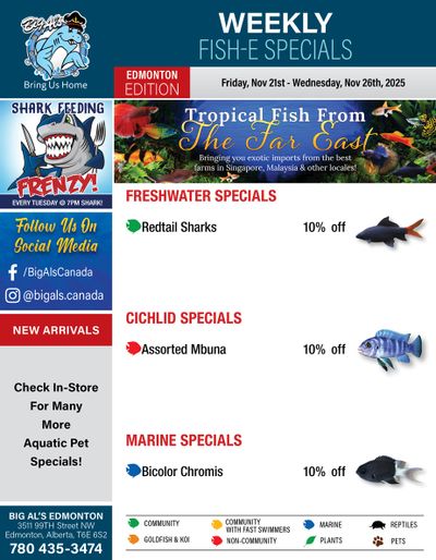 Big Al's (Edmonton) Weekly Specials November 21 to 27