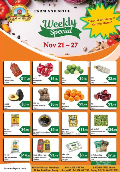 Farm And Spice Grocers Flyer November 21 to 27