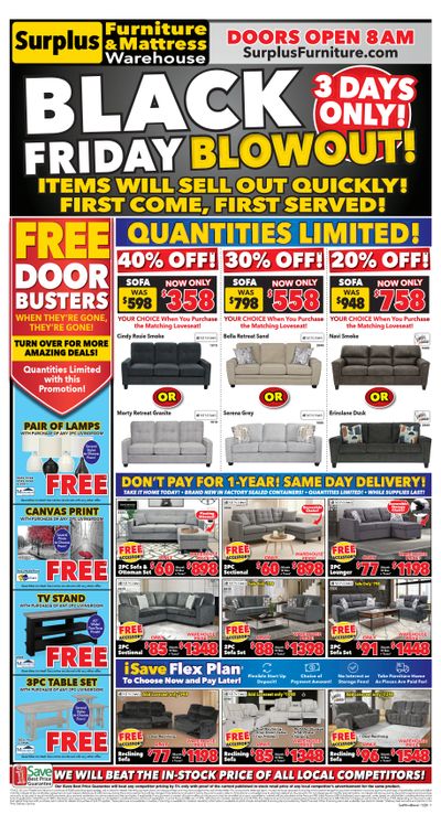Surplus Furniture & Mattress Warehouse (Sudbury) Flyer November 24 to 30
