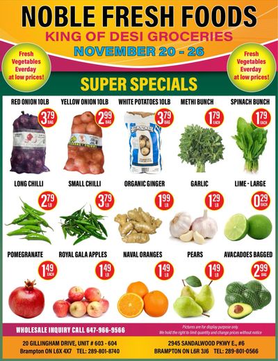 Noble Fresh Foods Flyer November 20 to 26