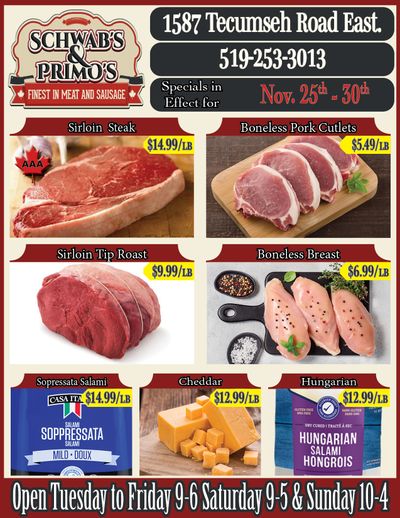 Schwab's & Primo's Flyer November 25 to 30