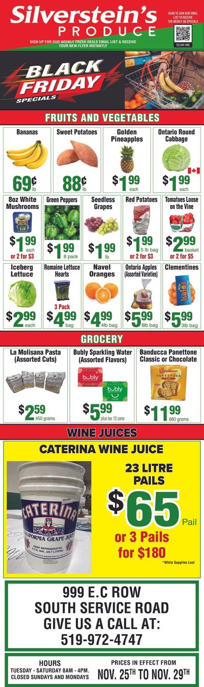 Silverstein's Produce Flyer November 25 to 29