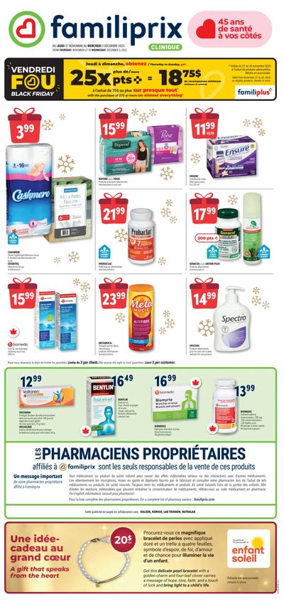 Familiprix Clinique Flyer November 27 to December 3