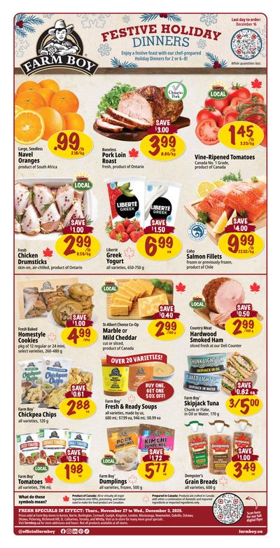 Farm Boy Flyer November 27 to December 3