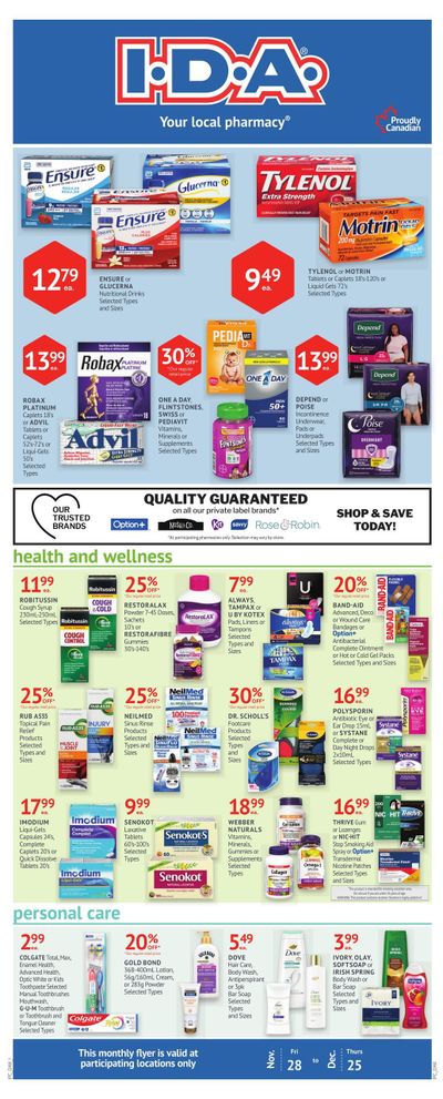 I.D.A. Pharmacy Monthly Flyer November 28 to December 25