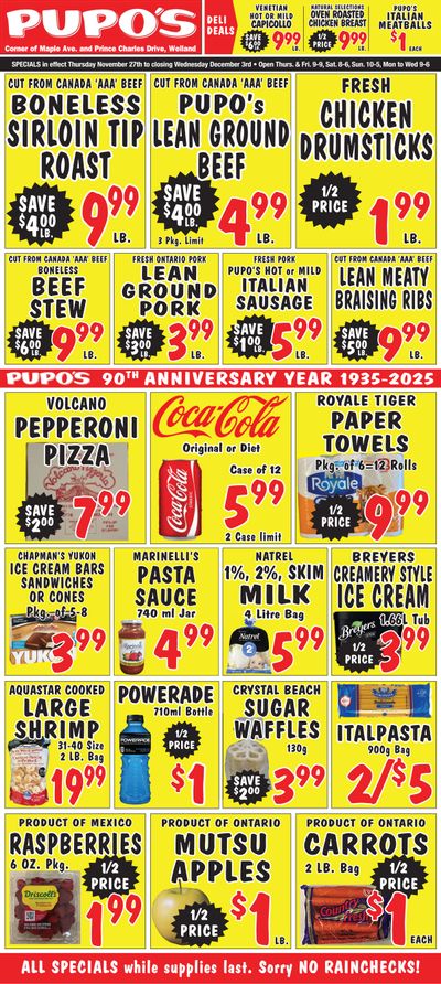 Pupo's Food Market Flyer November 27 to December 3