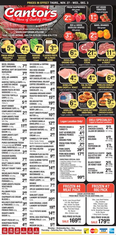 Cantor's Meats Flyer November 27 to December 3