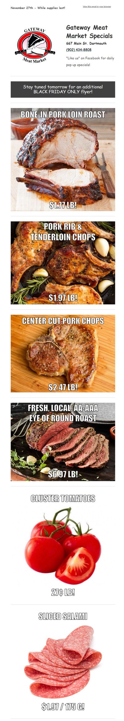 Gateway Meat Market Flyer November 27 to December 3