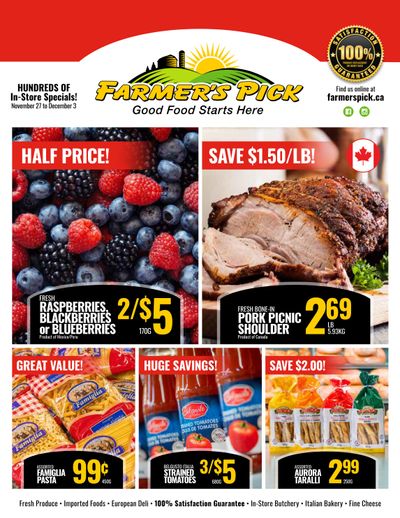 Farmer's Pick Flyer November 27 to December 3