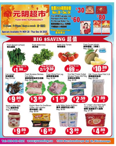 Yuan Ming Supermarket Flyer November 28 to December 4
